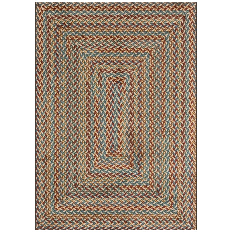 Traditional Multi-color Braid Accent Runner Rug Skid-Resistant Indoor Tufted New