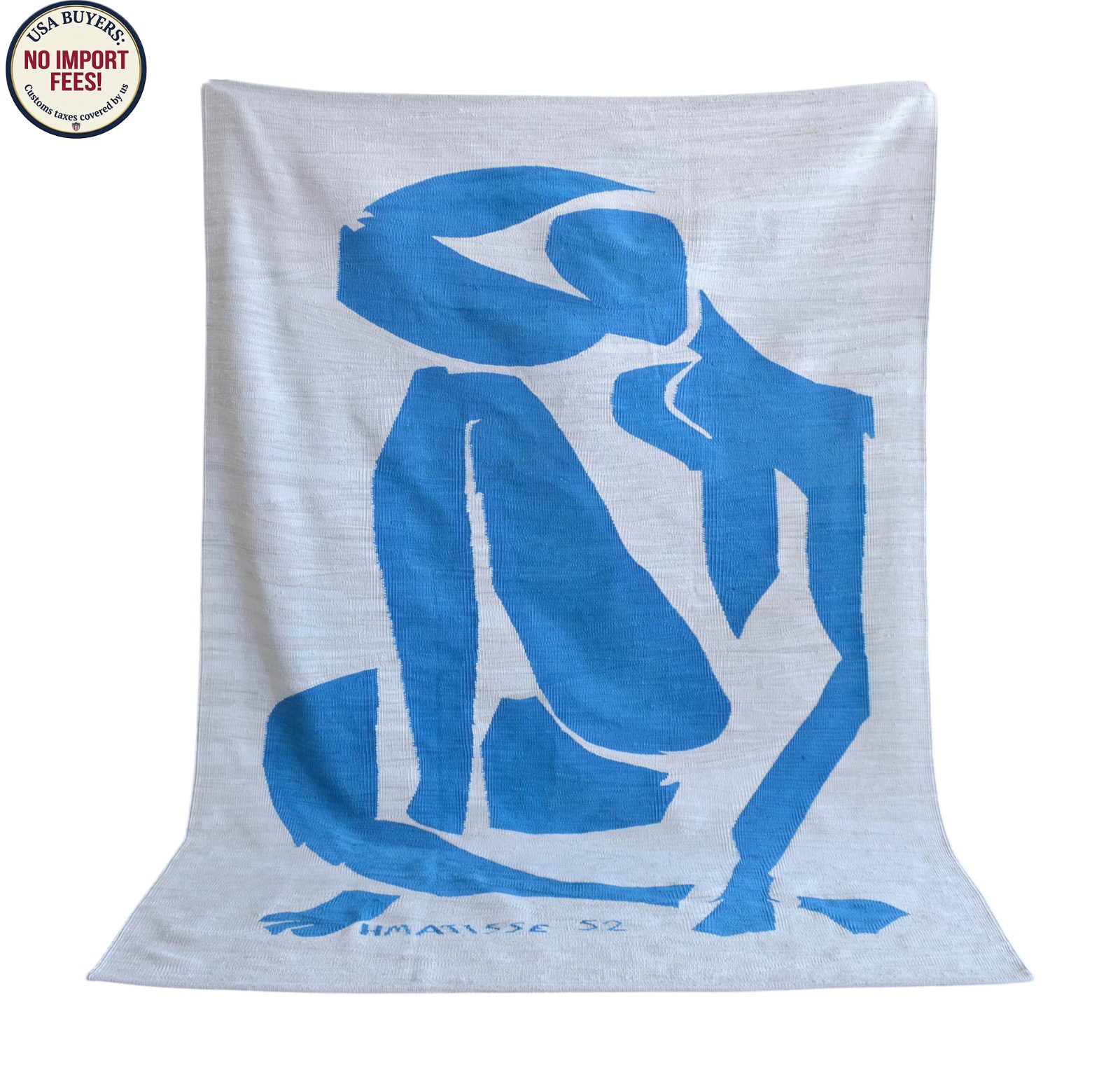 Matisse Inspired HandWoven SILK Area Rug Tapestry Art Deco Rug 5×7 ft Approx