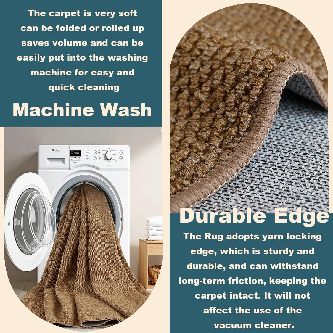 Washable Area Rug 4X6 Feet Brown Non Slip Living Room Kitchen Rugs Indoor Entryw