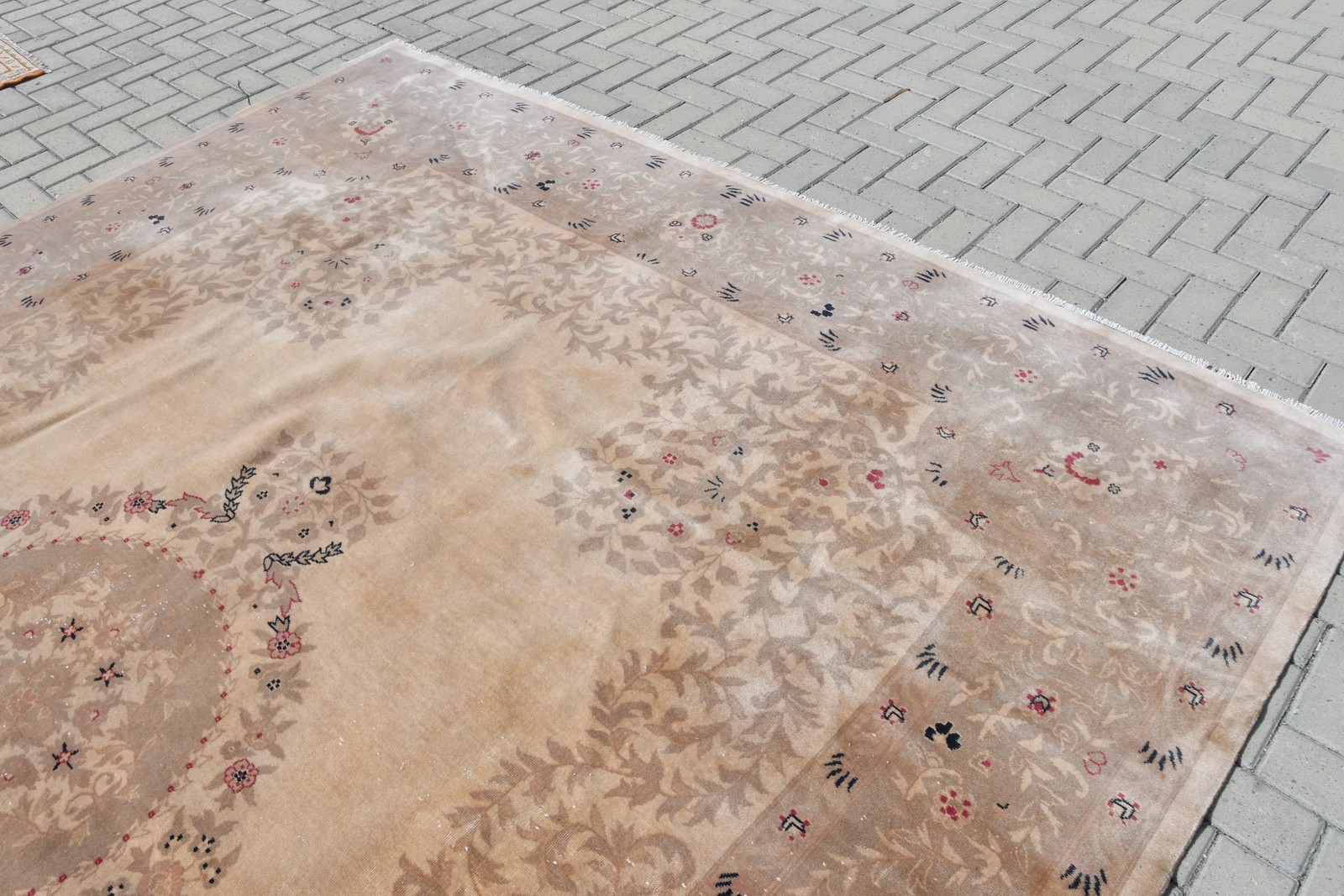 9×11,6 ft Vintage Oversize Rug, Turkish Brown Oriental Rug