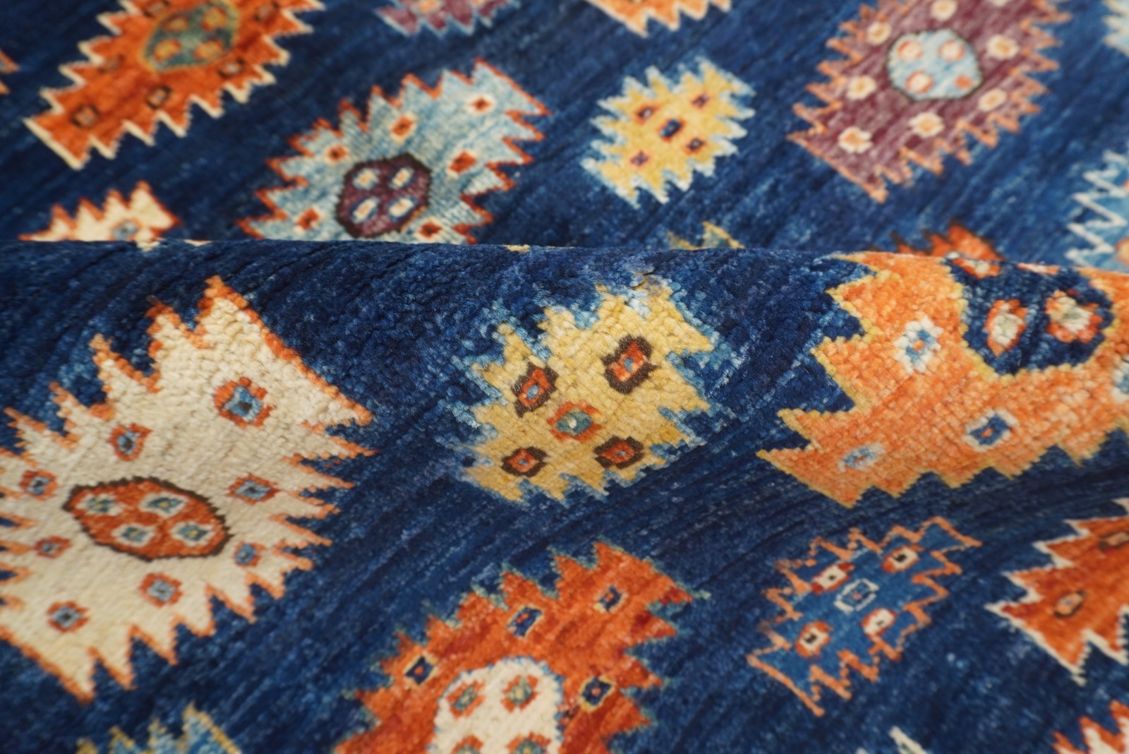 4×6 ft Navy Blue Ersari Afghan Hand Knotted Wool Oriental Area Rug
