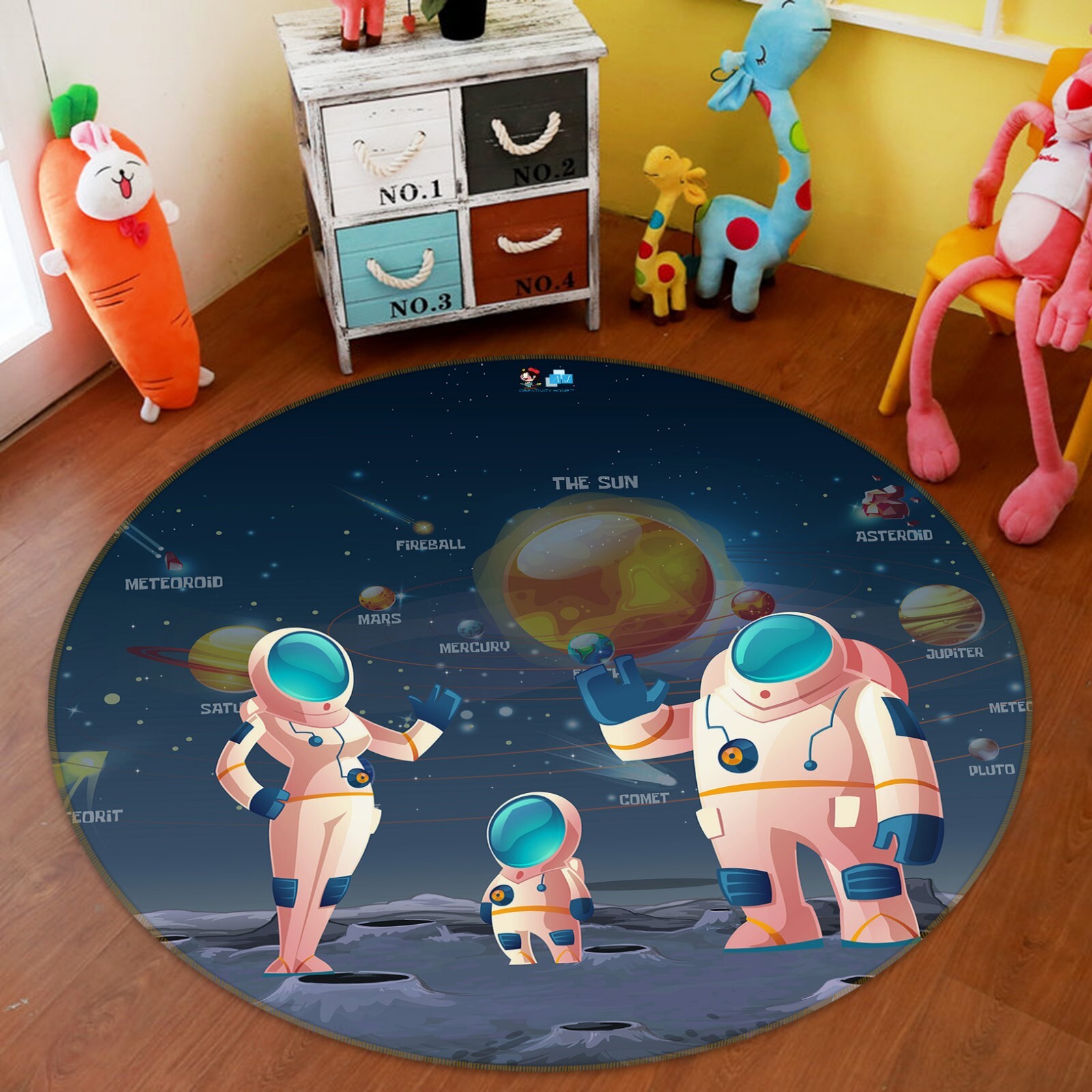 3D Planet Pink Astronaut ZHUA2858 Game Non Slip Rug Mat Photo Carpet Amy