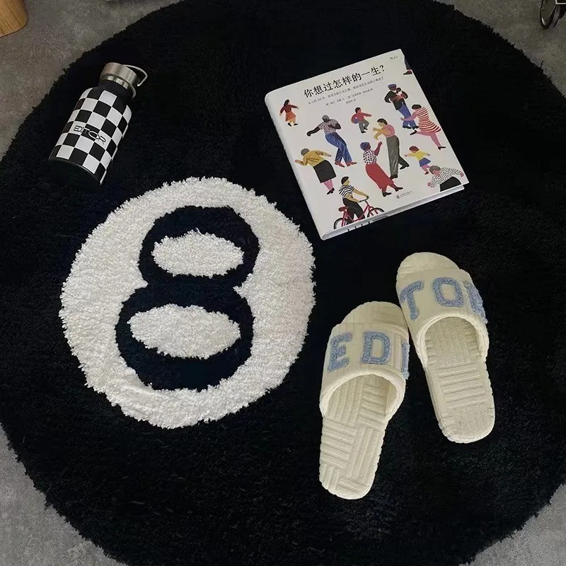 Halloween 8 Ball Accent Rug Round Tufted Carpet Spooky Home Decor
