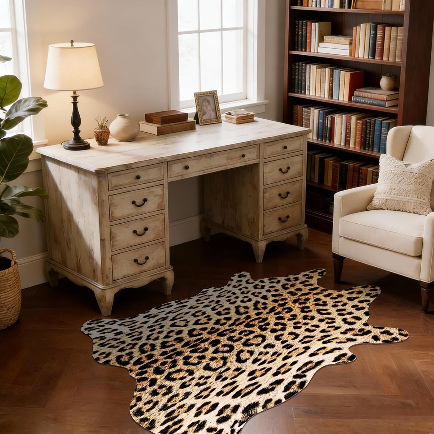 Faux Cheetah Print Rug for Indoor Use Non-Slip Throw Rug 2’4″ x 3’7″