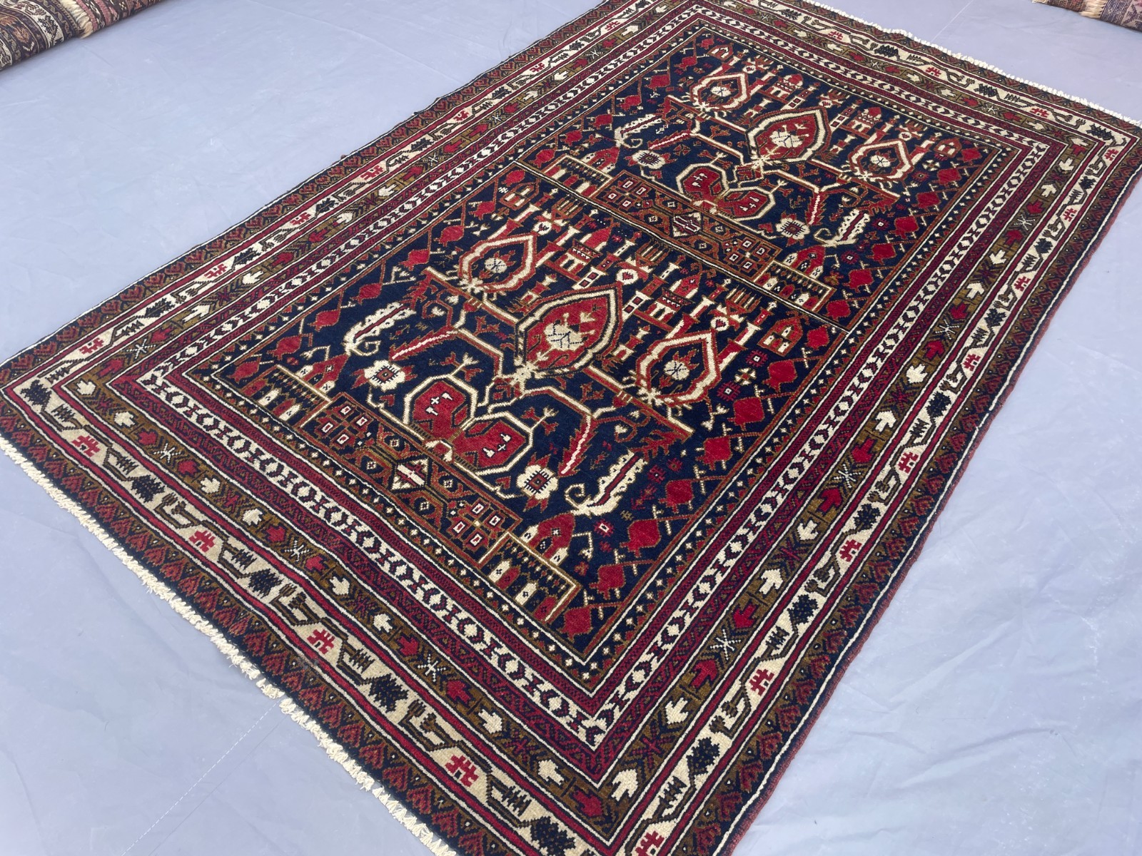 3×4 Handmade Baluchi Pictorial Rug Wool Tribal Design Oriental Carpet Decor.