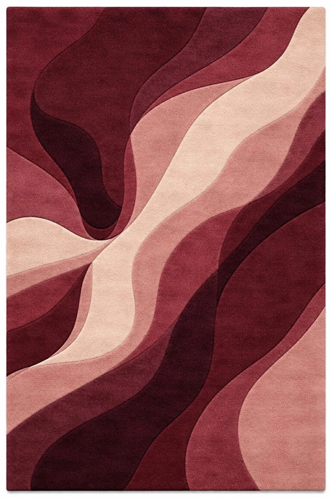 Hand Tufted Wine Abstract Rug, Modern Wool Area Rug, Luxury Burgundy Pink Carpet