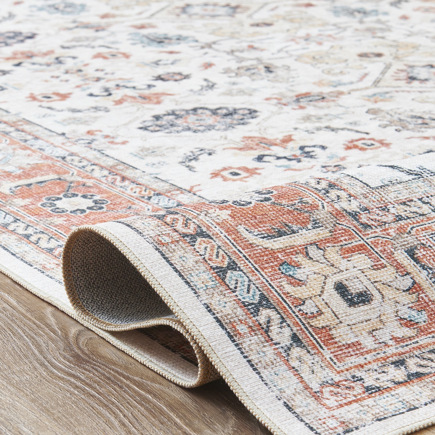 3×5 Vintage Medallion Area Rug Washable Non-Slip Indoor Entryway Gray Orange