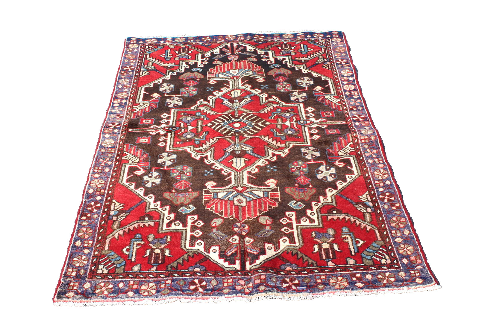Geometric Medallion Bohemian Turkish 3′ 6″ x 5′ 1″ Red Handmade Area Rug