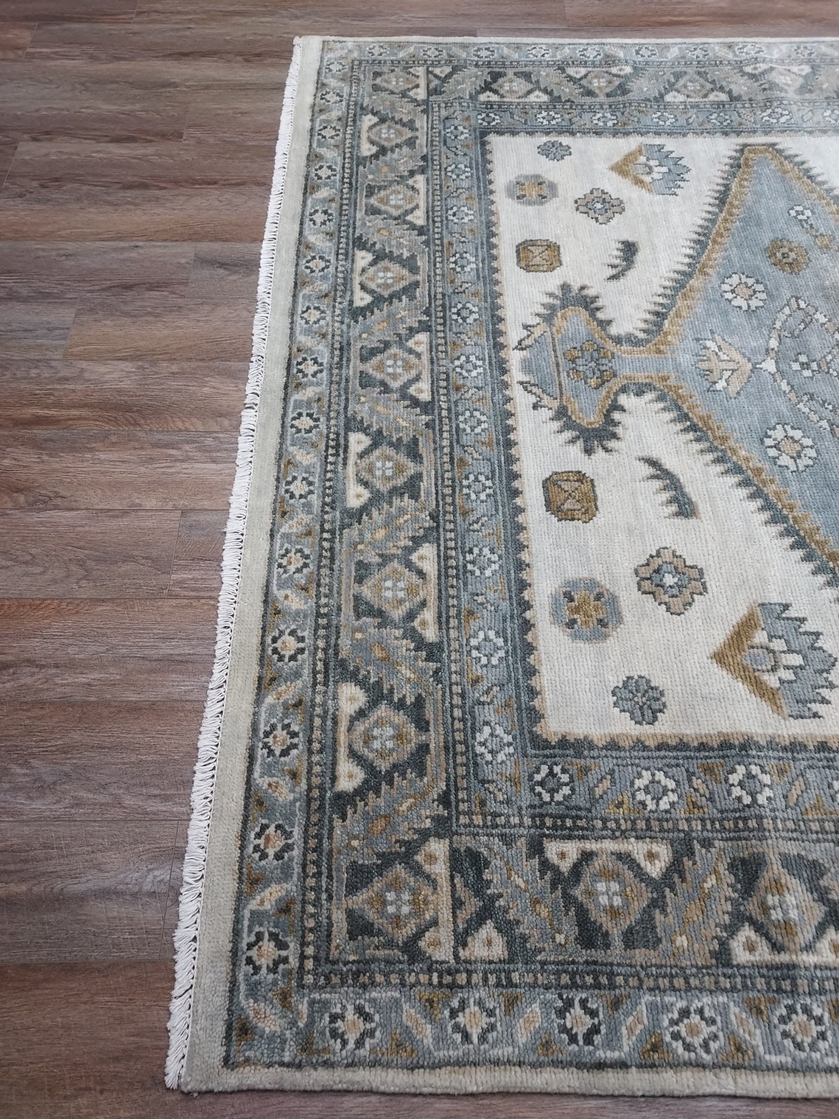 TURKISH OUSHAK RUG. GEOMETRIC MULTICOLORED HANDMADE BOHEMIAN 8×10 RUG