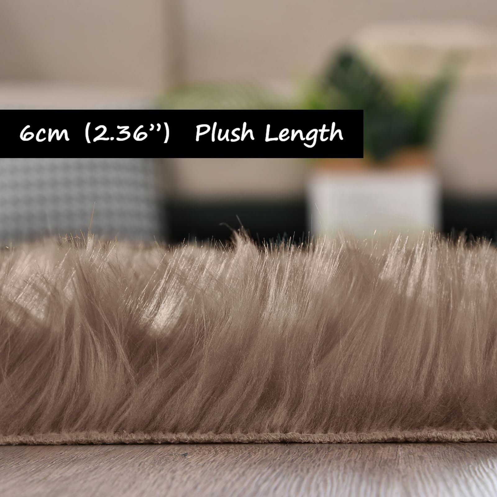 Furry 2×6 Fluffy Faux Sheepskin Beige Washable Shag Rug for Living Room Bedro…