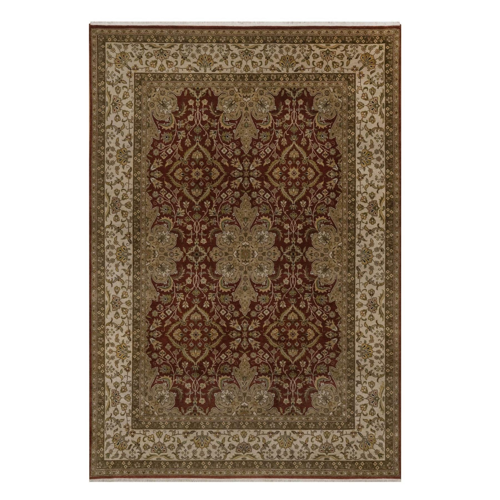 5’x7’2″ Red Intricate Kishoon Revival New Zealand Wool 300 KPSI Hand Knotted Rug
