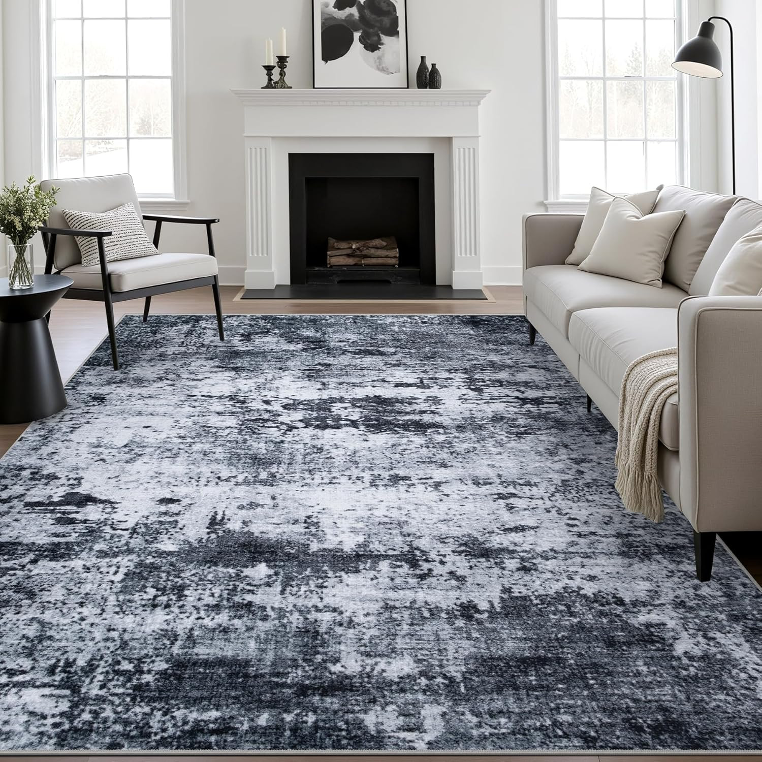 5X7 Area Rug Living Room Rug: Washable Modern Abstract Soft Thin Rug Indoor Floo