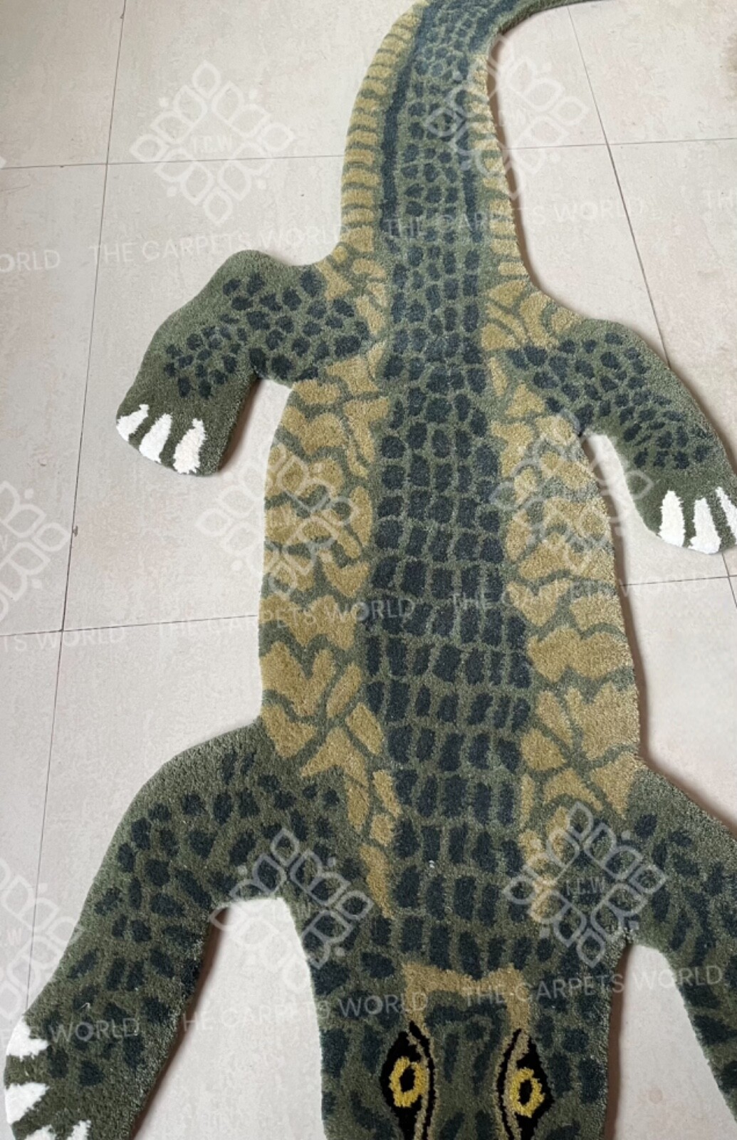 Crocodile Rug, Alligator Rug, Handmade Tufted Rug For Bedroom, Living, Kids Room