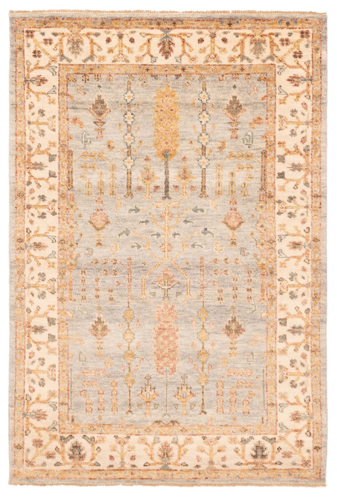 Traditional Light Blue Hand-knotted Area Rug 6’1″ x 9’0″ Oriental Wool Carpet