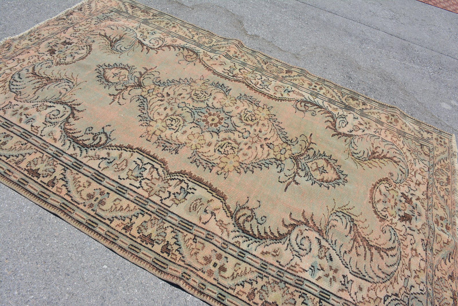 5,9×9,3 ft Turkish Vintage Rug, Large Rug, Brown Wool Rug