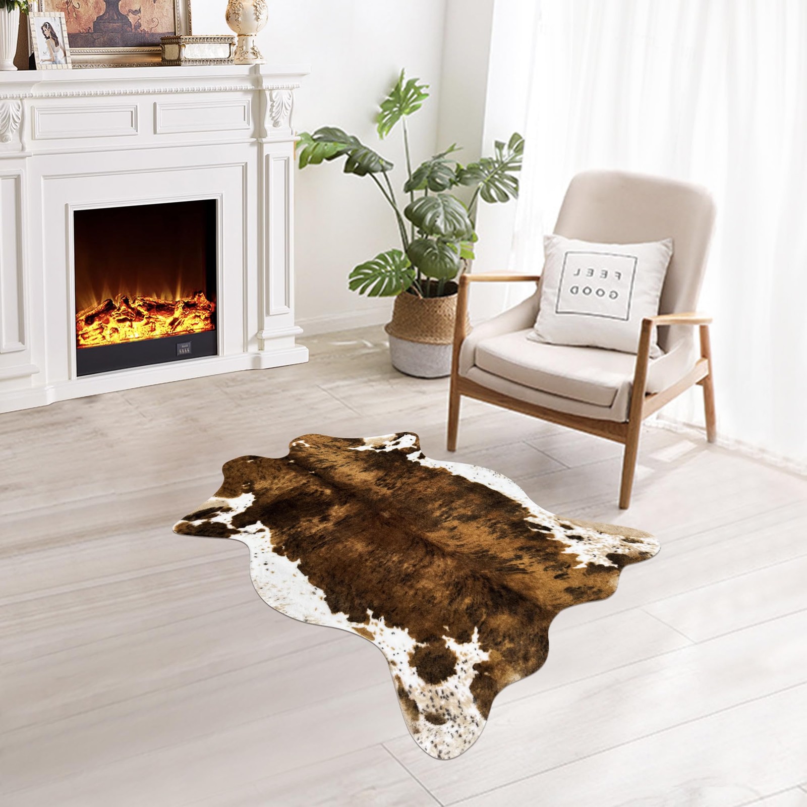 Small Faux Cowhide Rug Western Home Decor Cow Print Area Bedroom 3.6×2.46 Ft