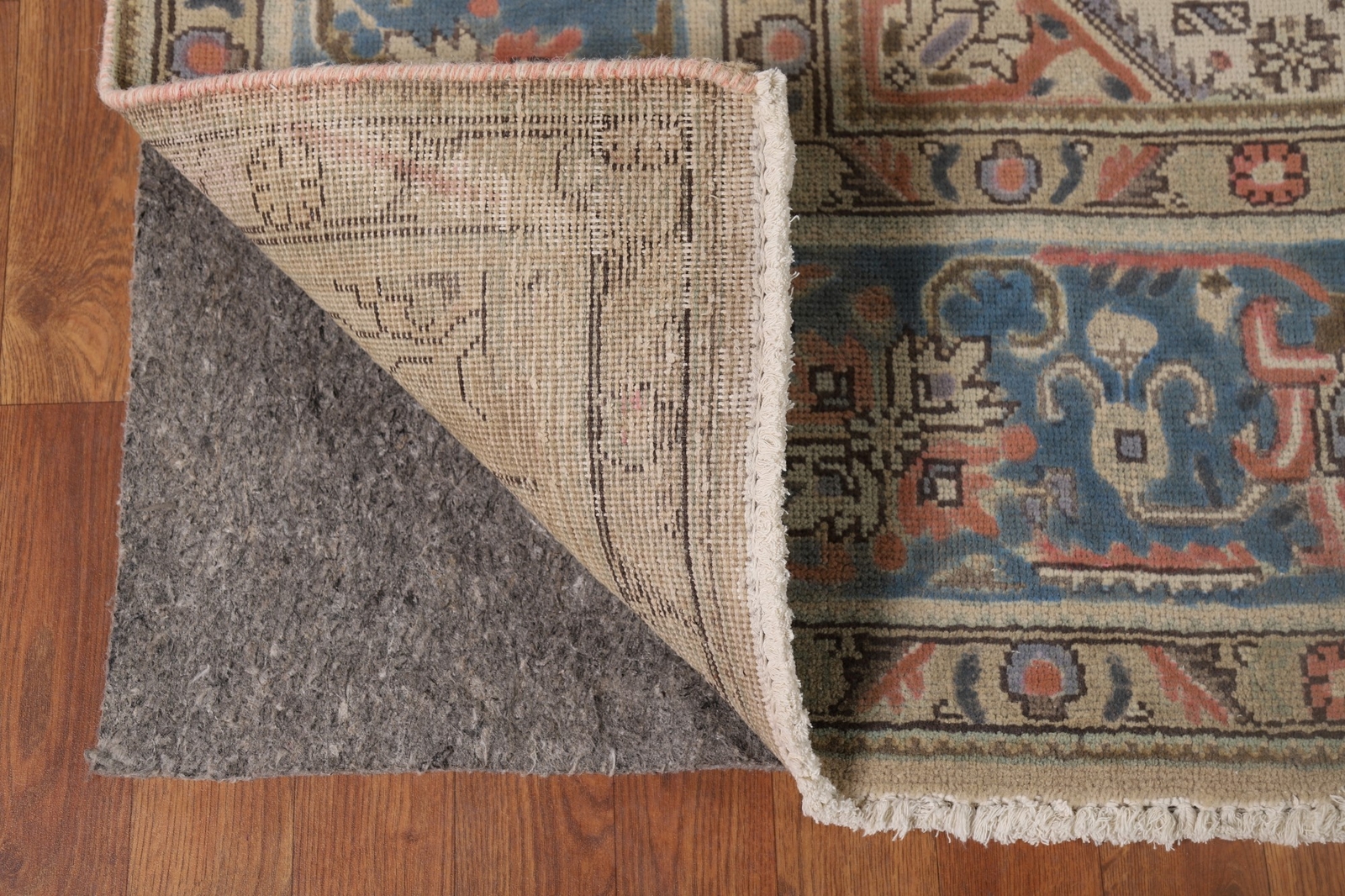 Overdyed Blue Floral Tebriz Vintage Rug 10’x13′ Wool Handmade Living Room Carpet
