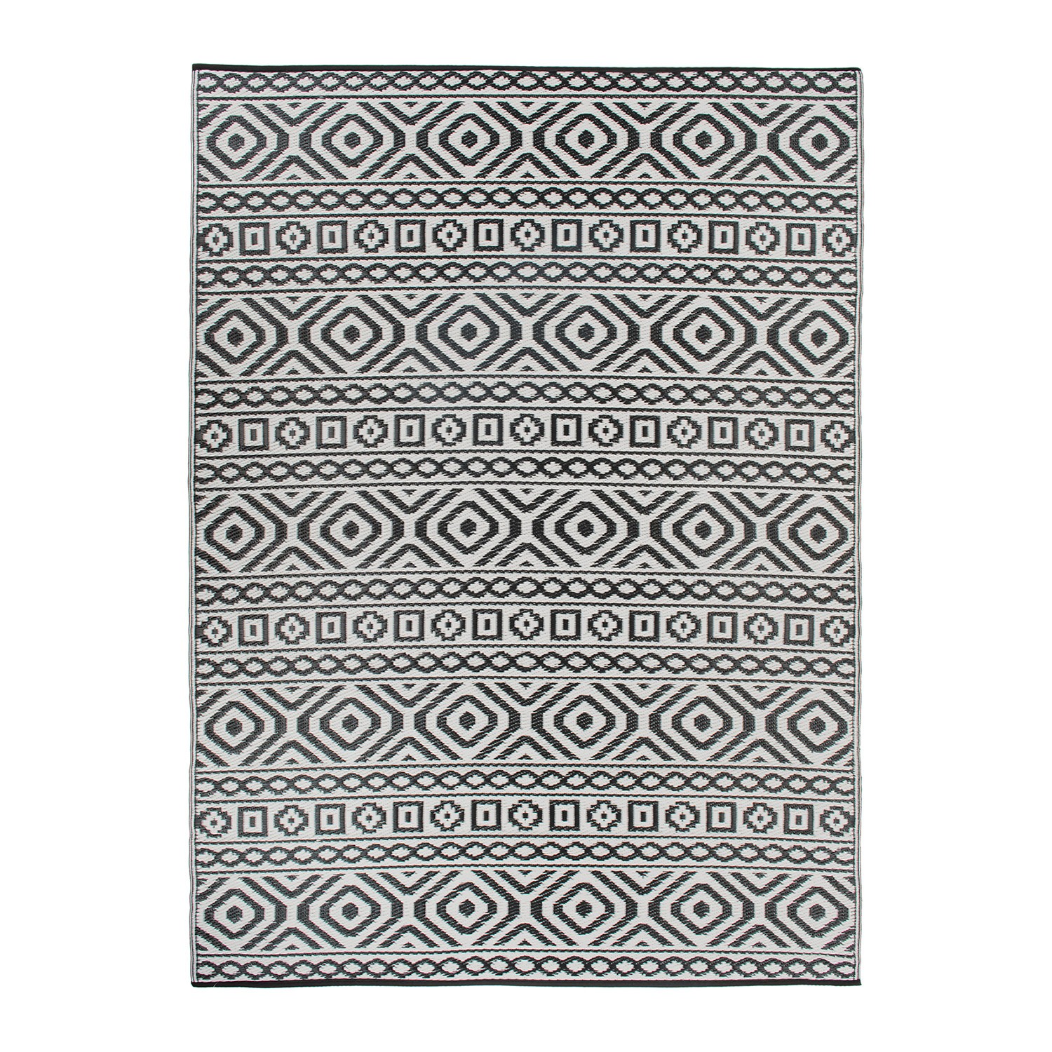 Rugshop Indoor Outdoor Rug Modern Geometric Reversible Plastic Rug Black Rug 5×7
