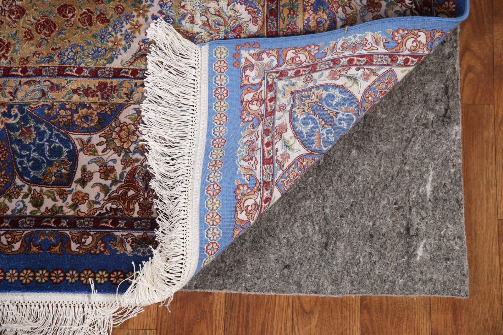 Floral Traditional Style Area Rug 7×10 ft. Silk Blue Carpet