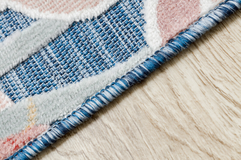 Modern Rug ” BOTANIC ” Strukturell Exterior for Balcony Leaves Blue Practical