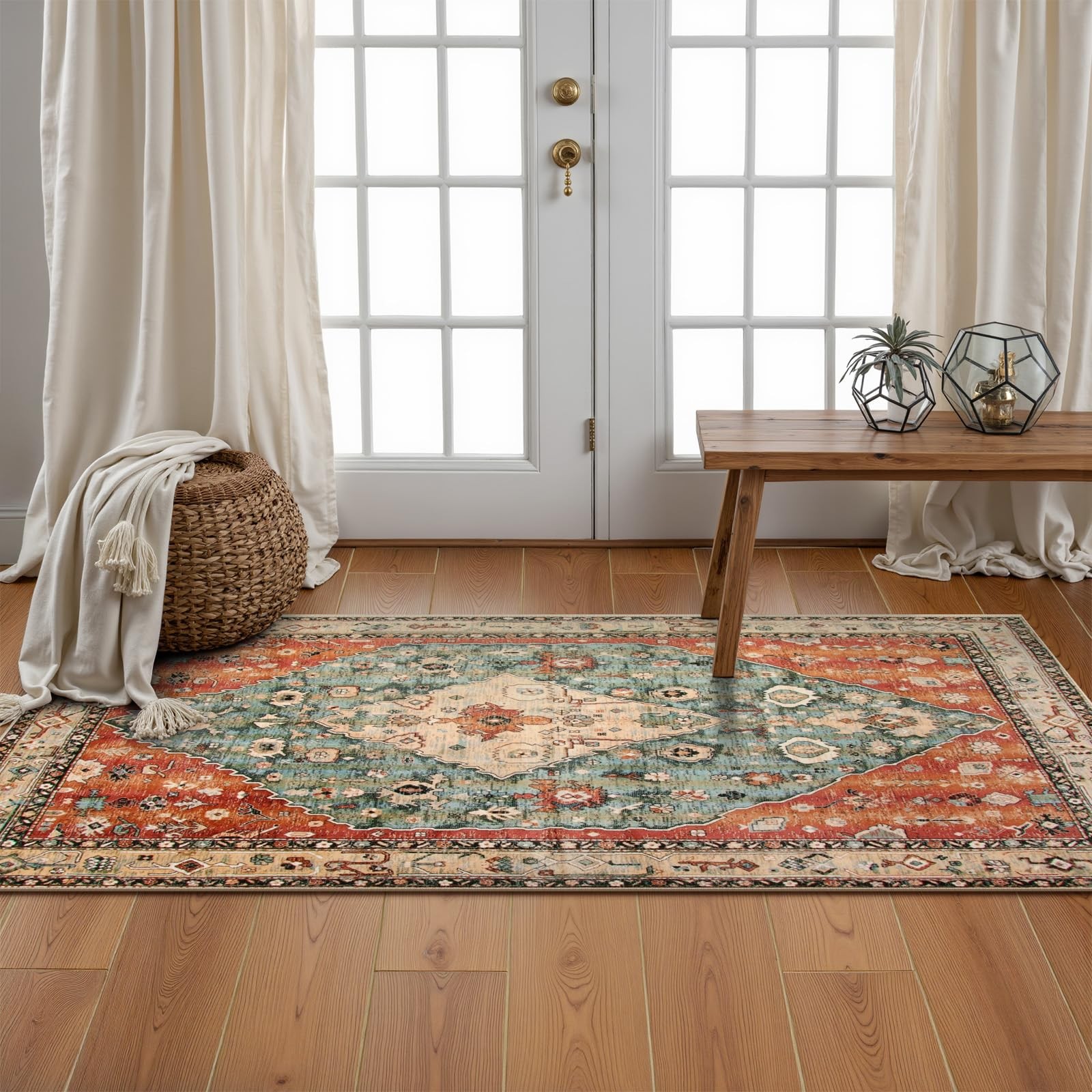 Boho Tribal 2×4.3 Washable Rug Runners for Hallways Non Slip, Kitchen Bathroo…