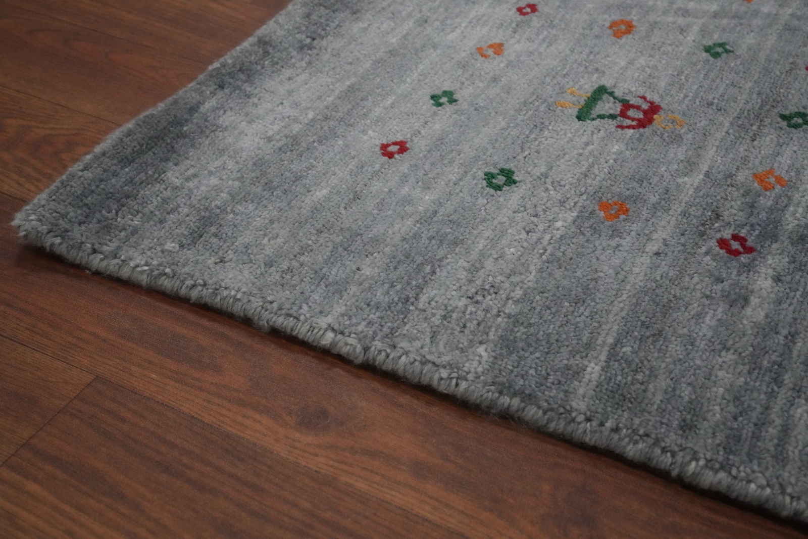 Eye-catching Gabbeh Area Rug Gray Color Handmade Silk 8×10 ft