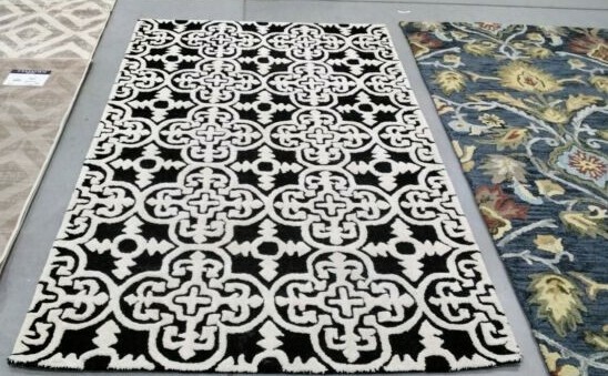 BLACK / IVORY 5′ X 8′ Back Stain Rug, Reduced Price 1172711882 CAM133E-5