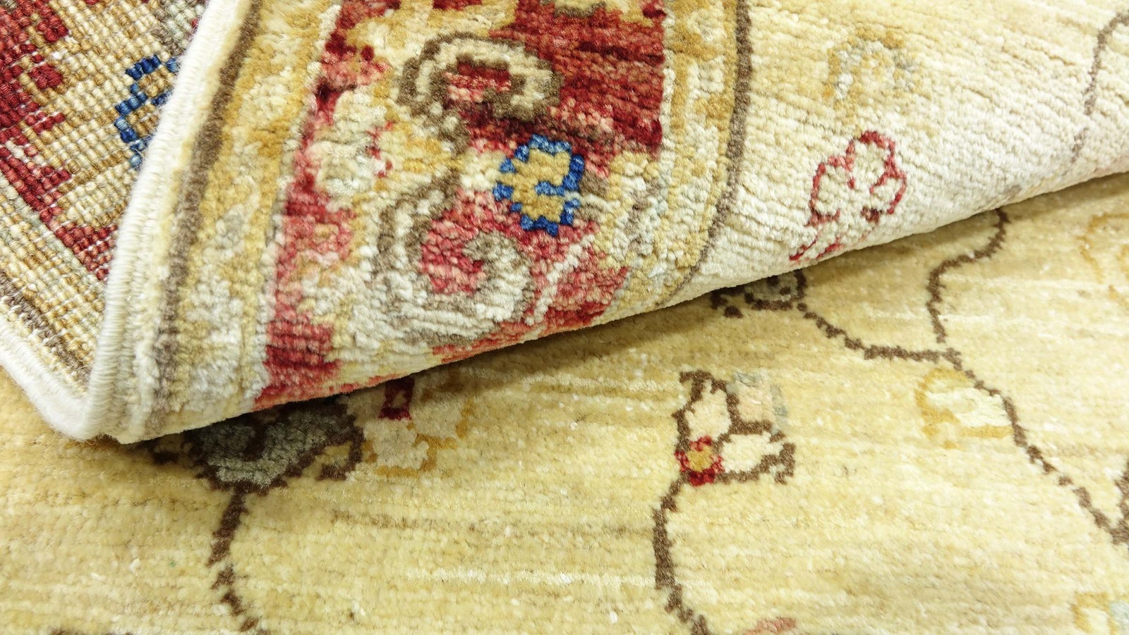 Afghan Chobi Ziegler Carpet 60×90 Hand-knotted Beige Floral Pattern Orient
