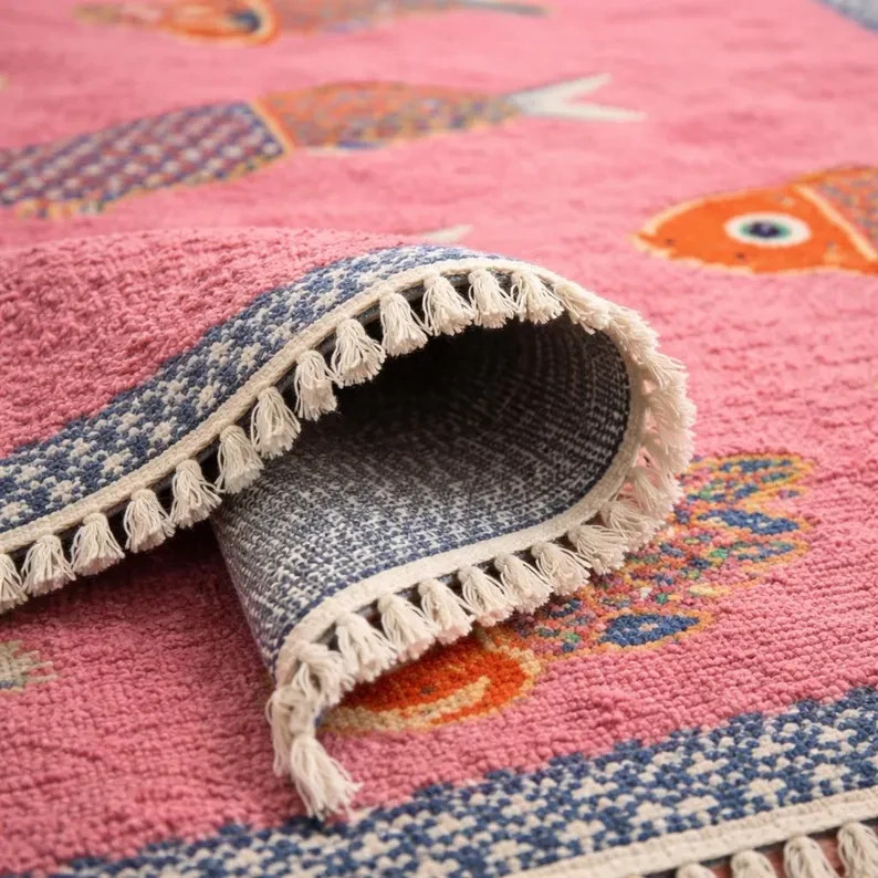 Handwoven Runner Wool Kilim Rug Color Pink Multi Design Carpet Rug