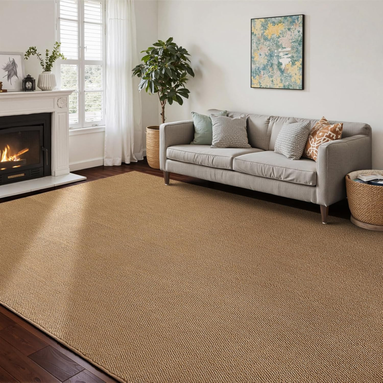 Washable Area Rug 4X6 Feet Brown Non Slip Living Room Kitchen Rugs Indoor Entryw