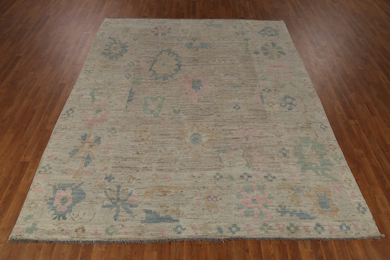 Vegetable Dye All-Over Patterned Oushak Wool Handmade Rug 8×10 ft Turkish Carpet
