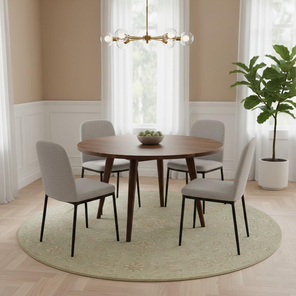 8×8 Muted Aqua Green Floral Handmade Oriental Round Rug Decor Carpet