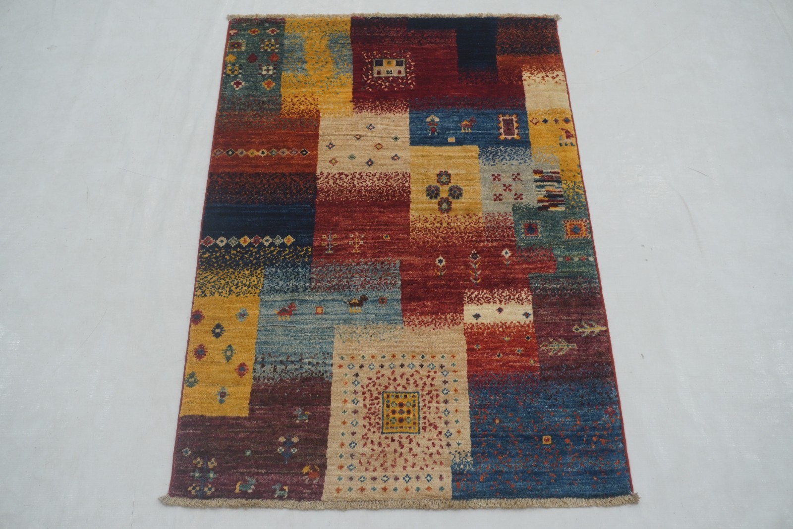 3×4 ft Multicolor Gabbeh Afghan Hand Knotted Tribal Area Rug