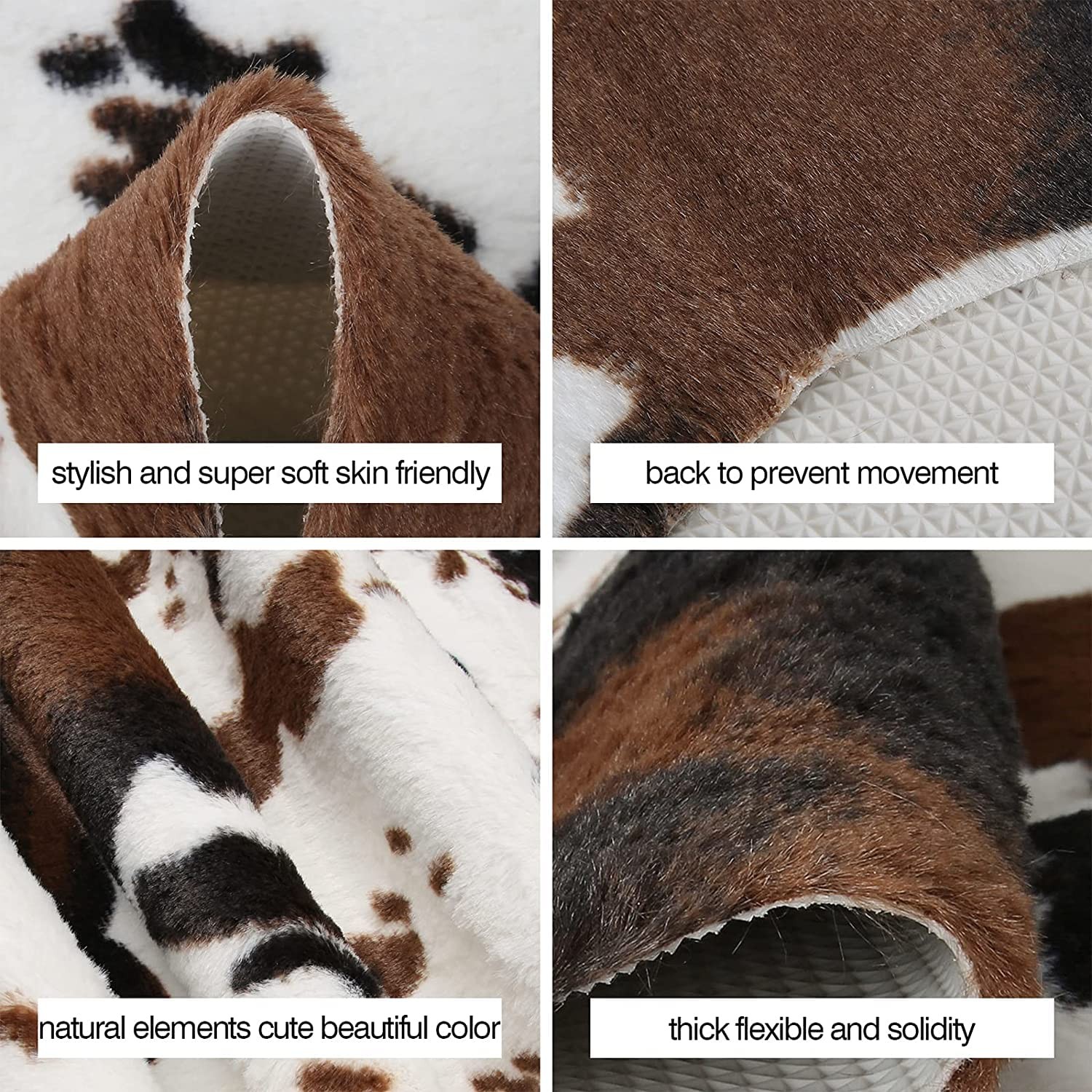 MACEVIA Cowhide Rug Cute Cow Print Rugs Western Decor for Living Room Bedroom…