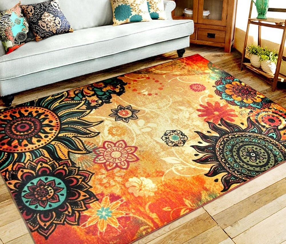 Contemporary Boho Retro Style Abstract Living Room Floor Carpets,Non-Skid Ind…