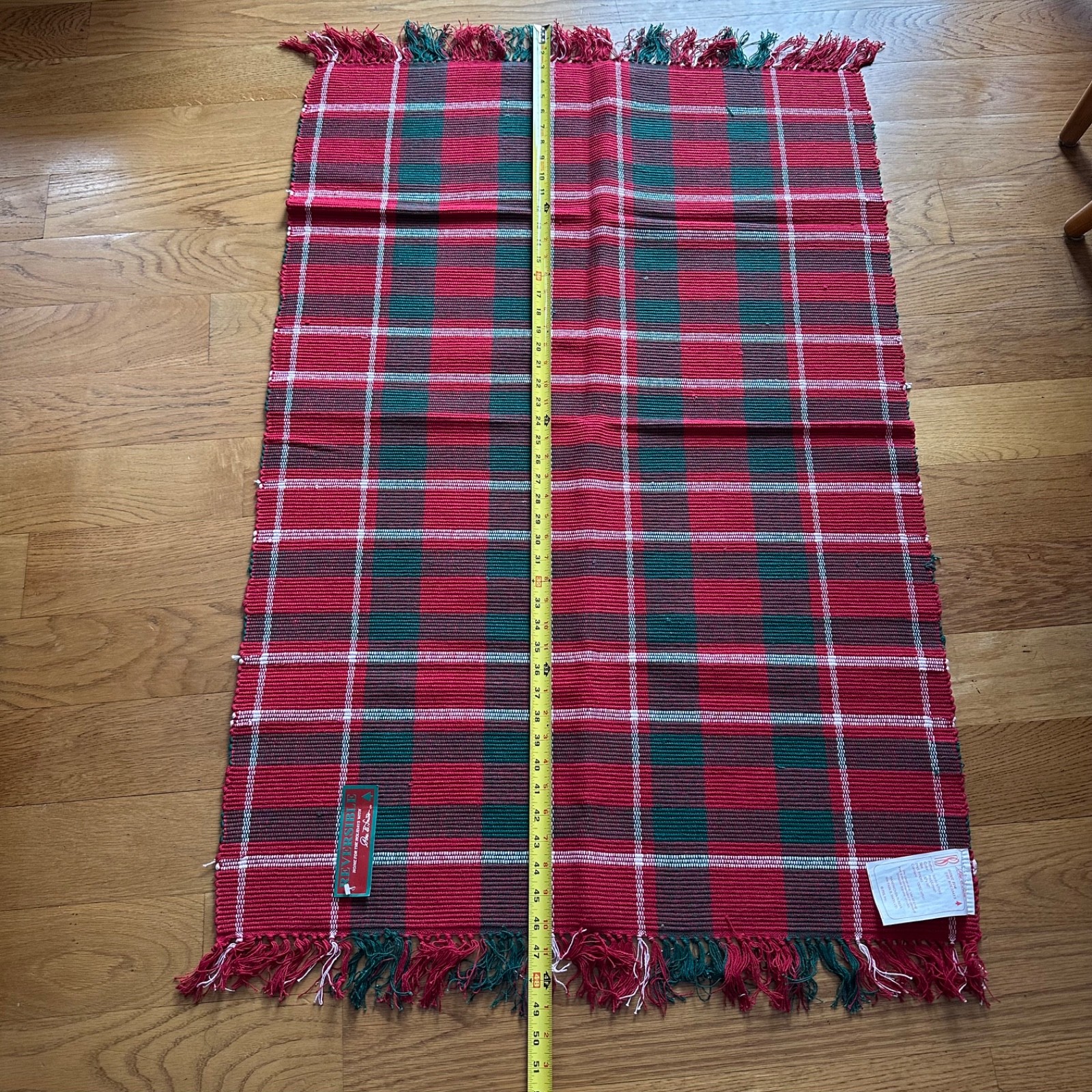 3 Park B Smith Rug 30×48 Handwoven 100% Cotton Red Green Santa’s Plaid Christmas