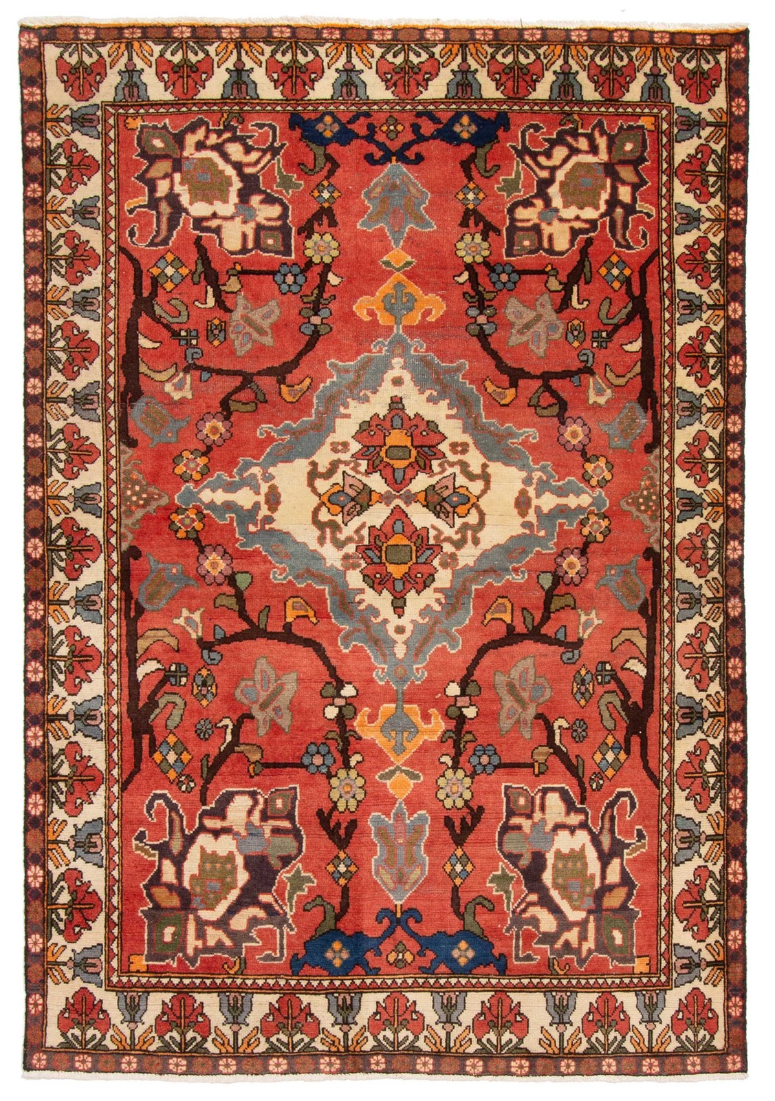Vintage 4’11” x 6’11” Traditional Hand Knotted Vegetable Dye Wool Area Rug