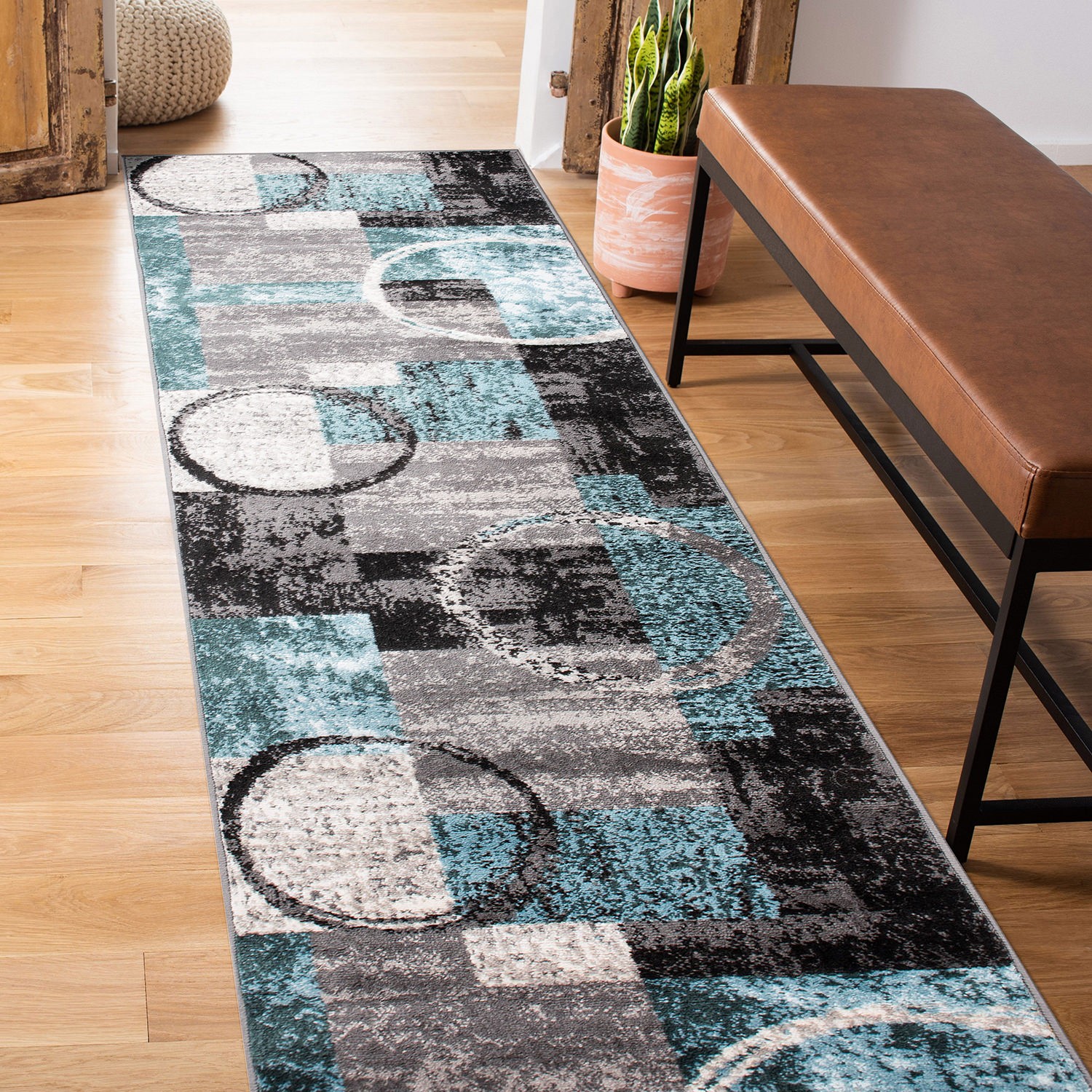 Rugshop Rugs Runners Abstract Circle Carpet Rug Runner Kitchen Rugs Gray 2’7″x6′