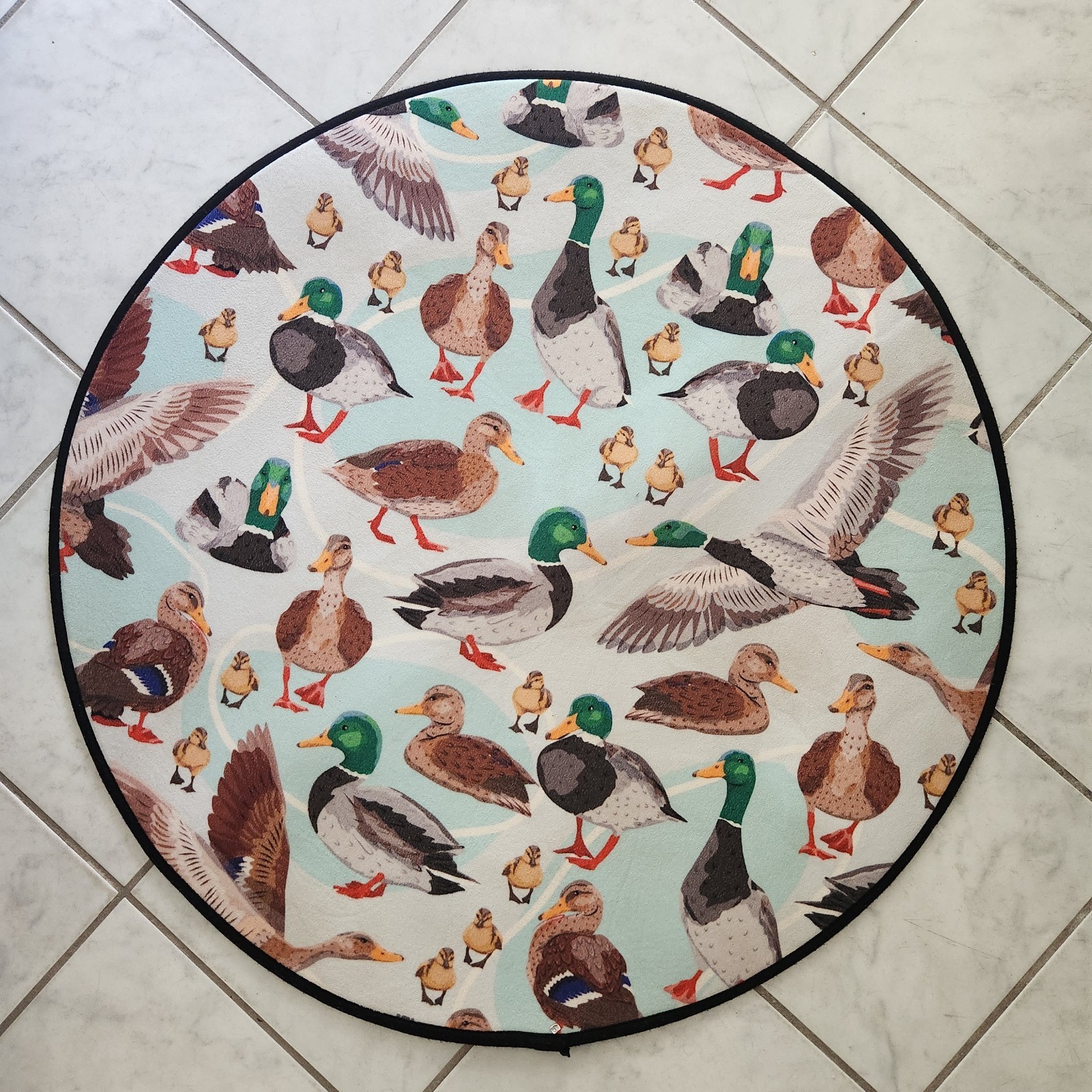 Cottagecore Mallard Ducks Washable NON SLIP 3 Foot Round Rug