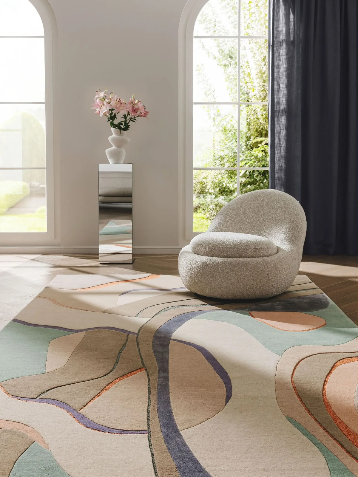 Handmade Wool Rug 6×9 Boho Abstract Geometric Multicolor Plush Floor soft Rug