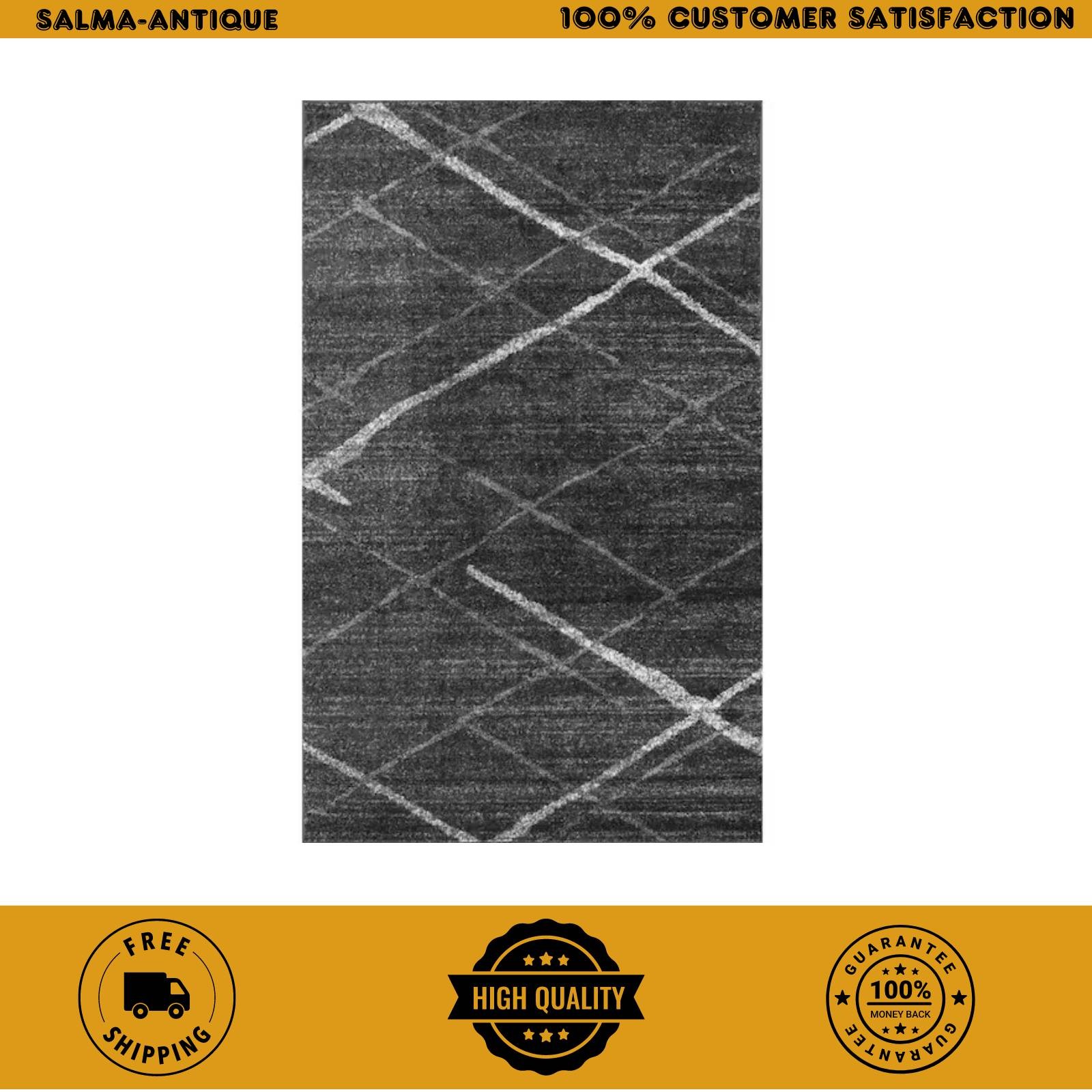 Dark Gray Striped Rug 5×8 Modern Contemporary Area Carpet Floor Mat