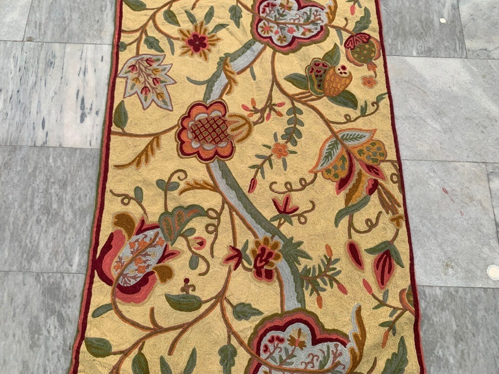 Vintage French Style Aubusson Rug Needlepoint Chain stitch Rug 3×4 ft Free Ship