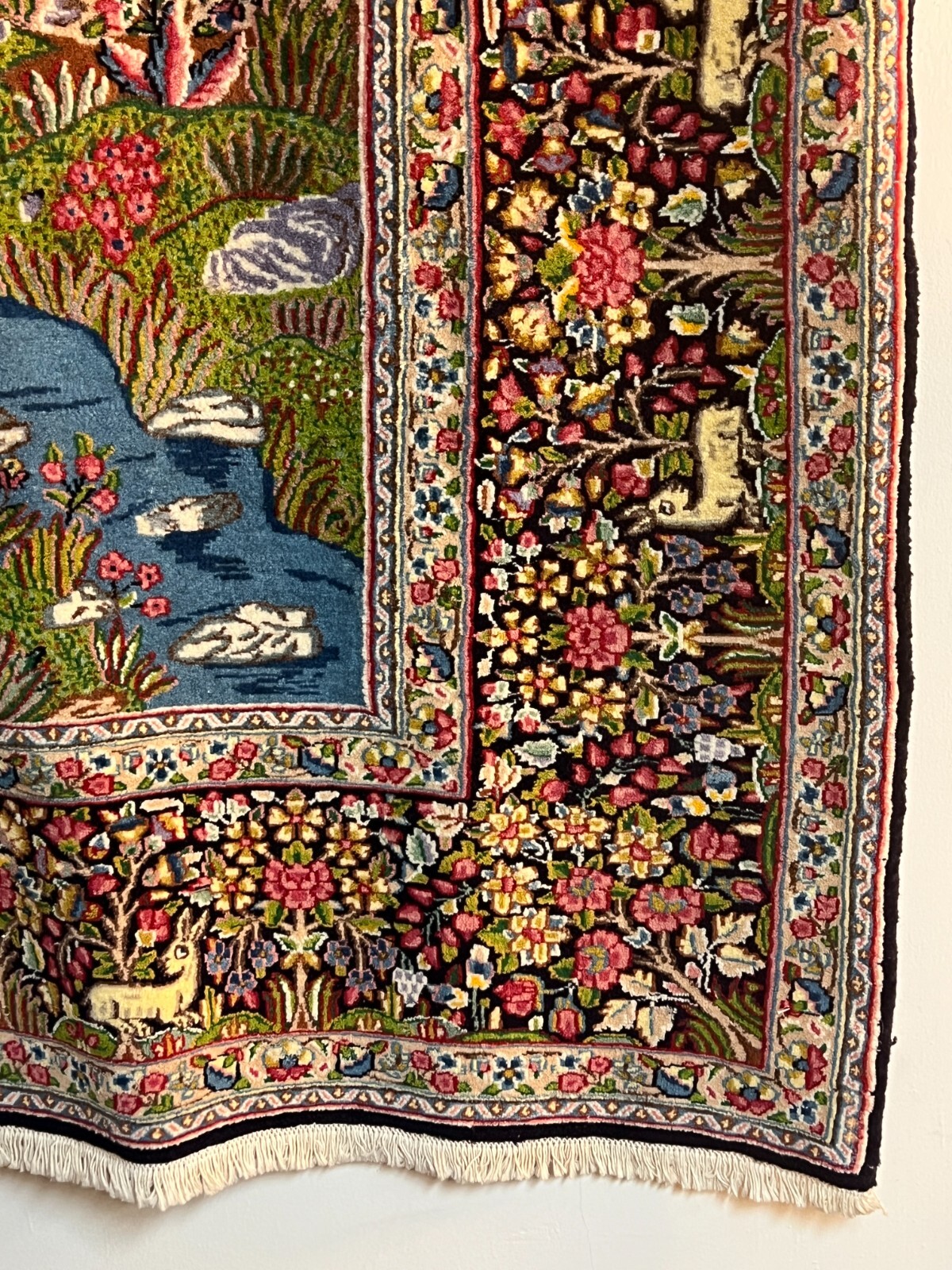 6′ x 9′ Indian Omar Khayyam Oriental Rug – 1960s – Pictorial – Hanging Rug
