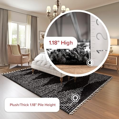 Bria Moroccan Shag Tasseled Area Rug – 4×6 Shag Area Rug Modern/Contemporary
