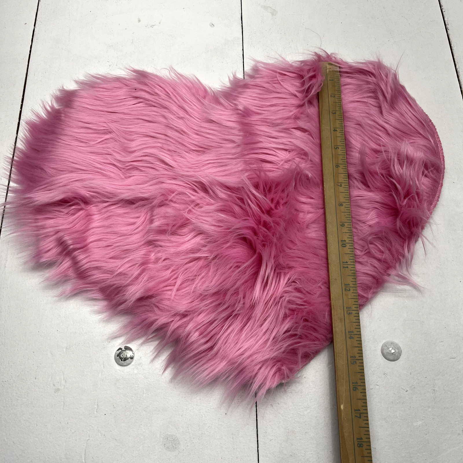 Pink Fuzzy Heart Shape Small Area Rug One Size