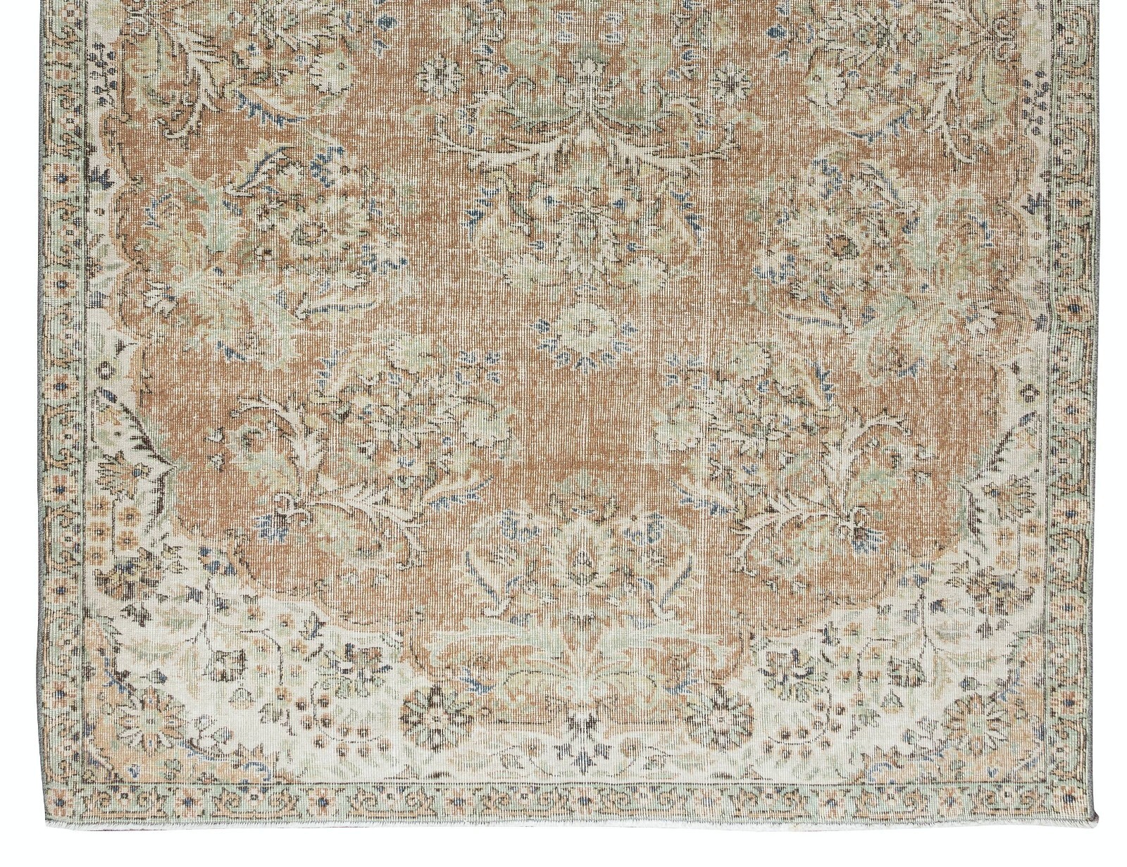 6.5×10.2 Ft Hand Knotted Vintage Oushak Rug, Traditional 1960s Floor Covering