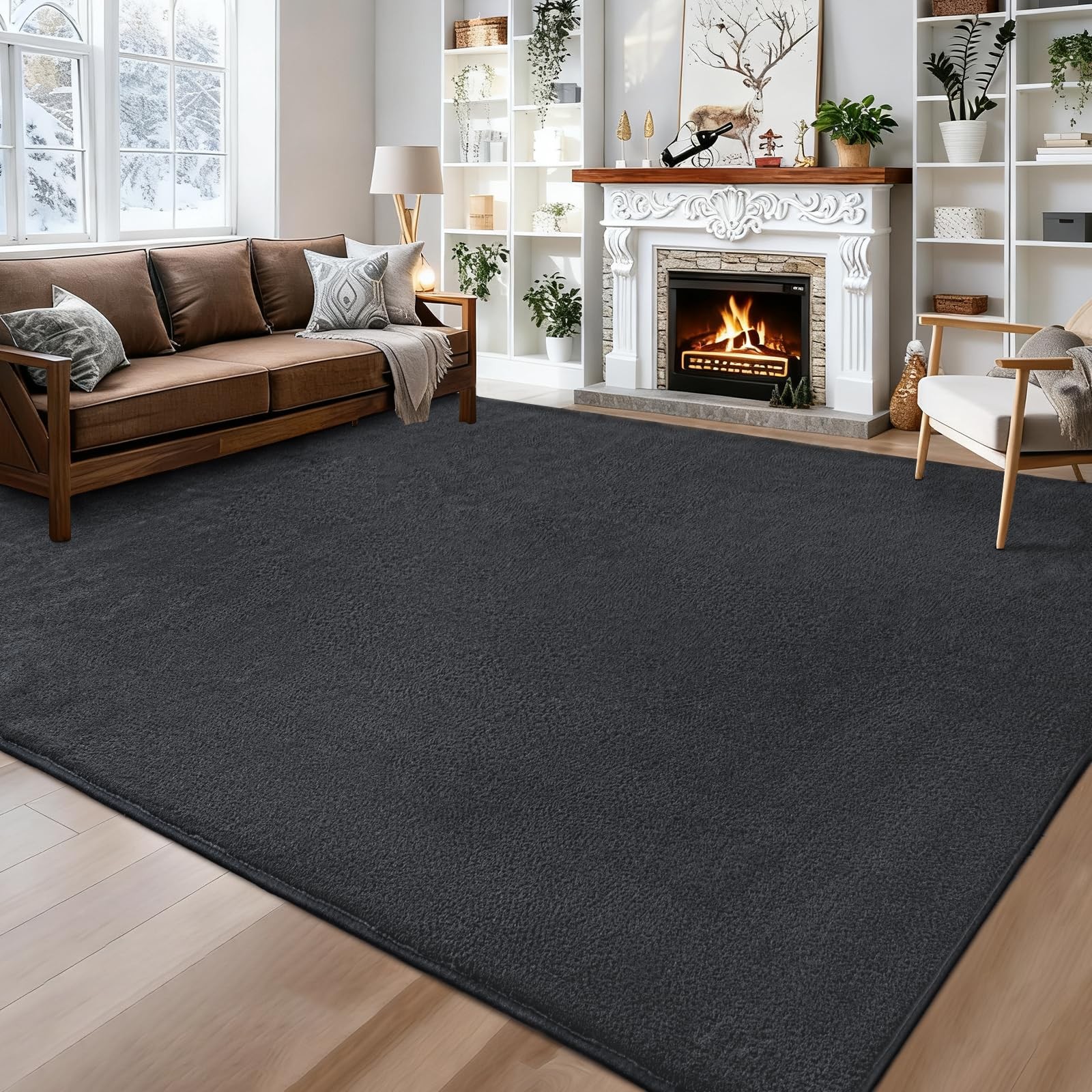Large Area Rugs for Bedroom Living Room – 4×6 Feet Ultra Soft Dark Grey Rug T…