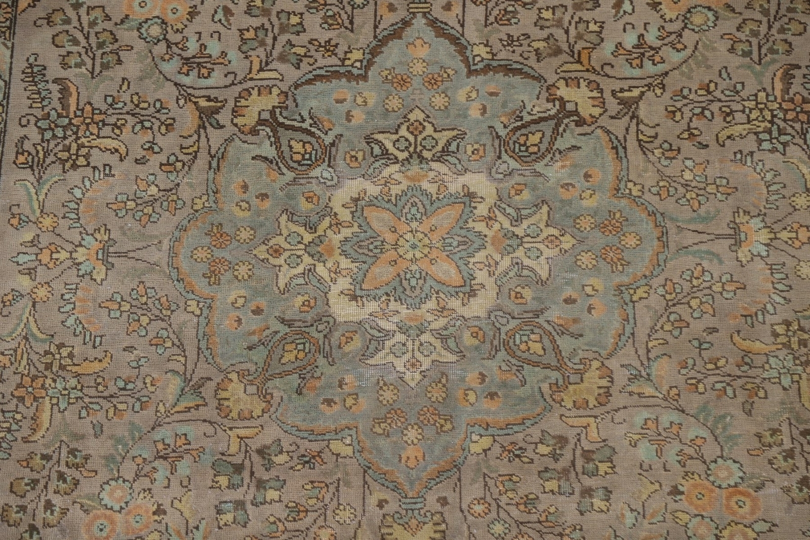 Vintage Muted Floral Tebriz Area Rug Hand-knotted For Living Room Carpet 8’x11′