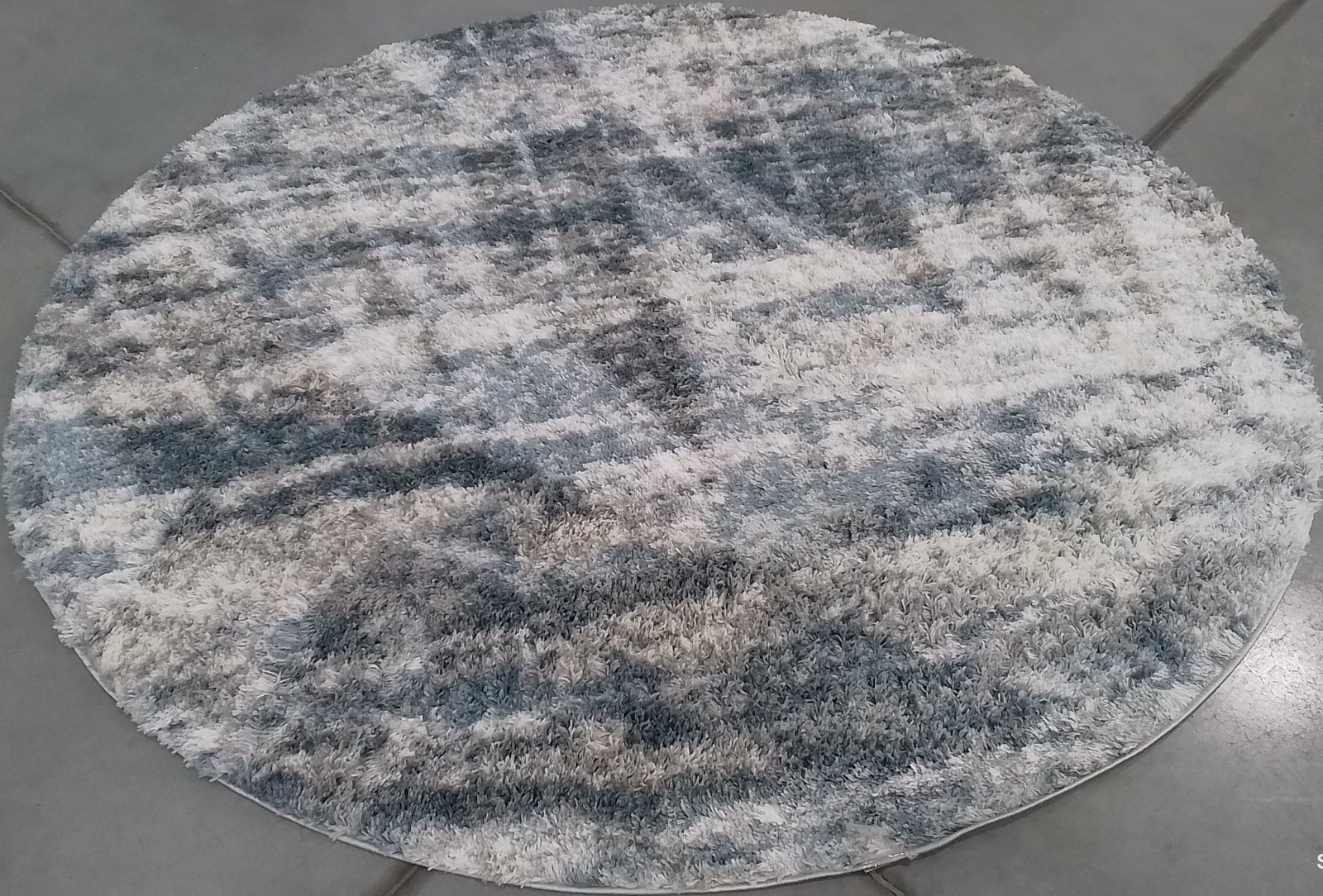 IVORY / BLUE 7′-0″ x 7′-0″ Back Stain Rug, Reduced Price 1172805446 BER586M-7R