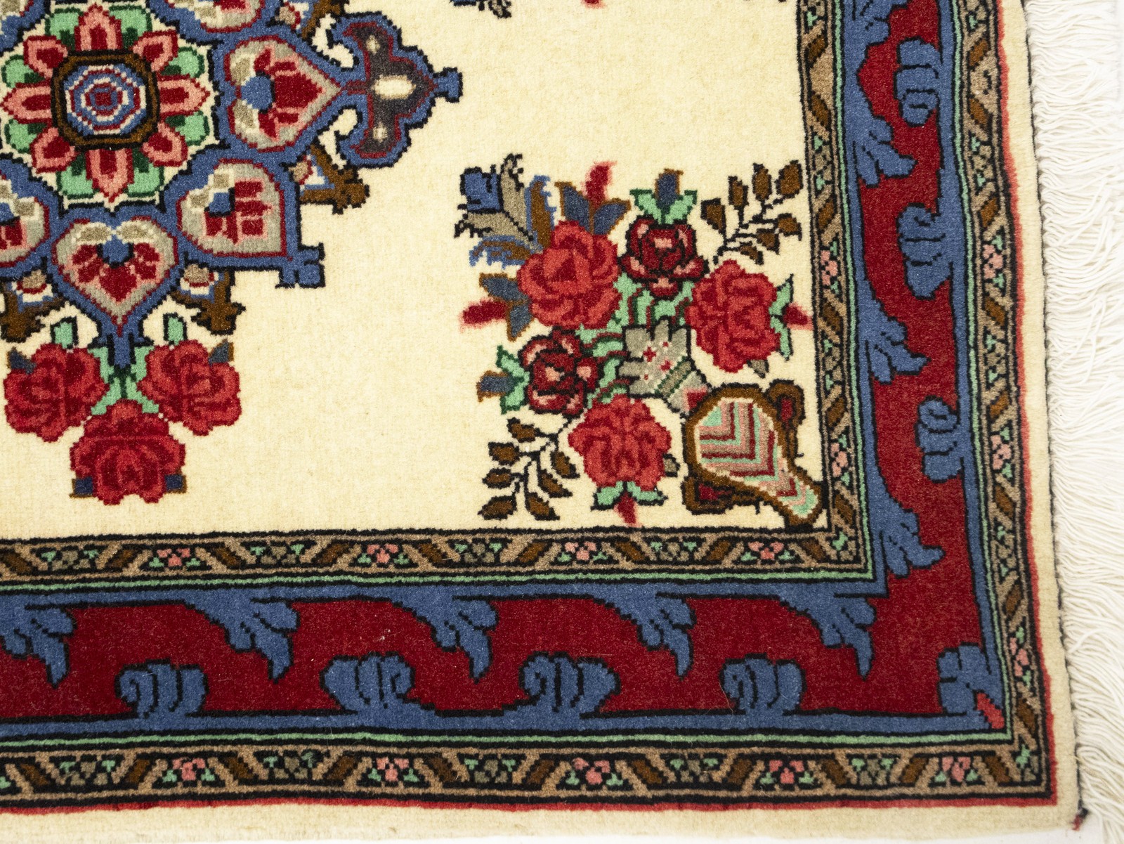 2X3 ft Handmade Indo-Bidjar Oriental Rug Floral Design Vintage Carpet Home Decor